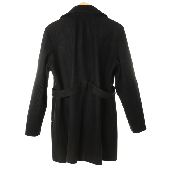 Michael Kors Black Wool Blend Zip Belted Gold Accents Coat Jacket Womens 2XL - Picture 2 of 12